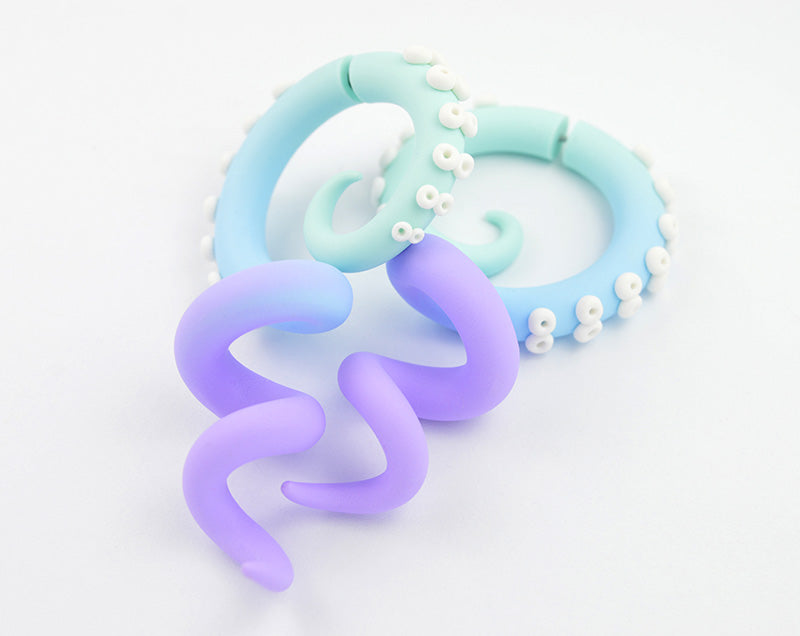 Light Green Mint Light Blue Aqua Light Purple Lavender Octopus Tentacle Earrings