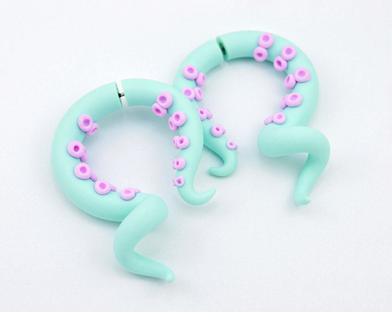 Tentacle Earrings Tentacle Gauges and Fake Gauges Yami Kawaii Pastel Goth