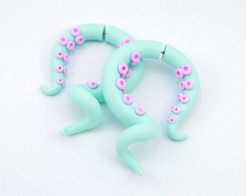 Tentacle Earrings Tentacle Gauges and Fake Gauges Yami Kawaii Pastel Goth