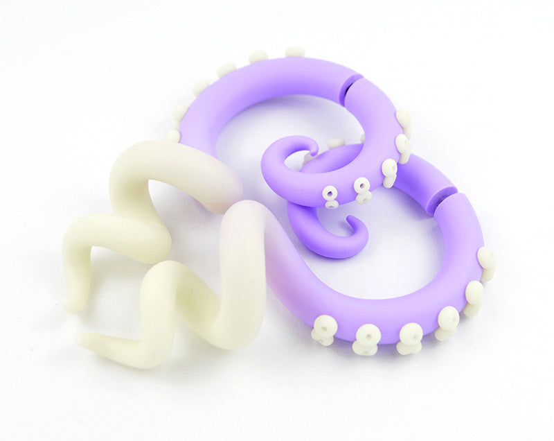 Kawaii Pastel Goth Light Purple Night Glow Ombre Tentakel Ohrringe