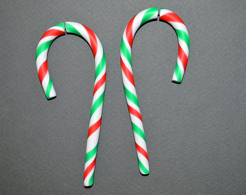Weihnachts-Zuckerstangen-Ohrringe, künstliche Fake-Gauge-Ohrringe und Stecker