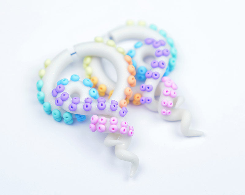 Regenbogen Goth Ästhetische Kawaii Ohrringe Pastell Goth Ästhetische Tentakel Messgeräte
