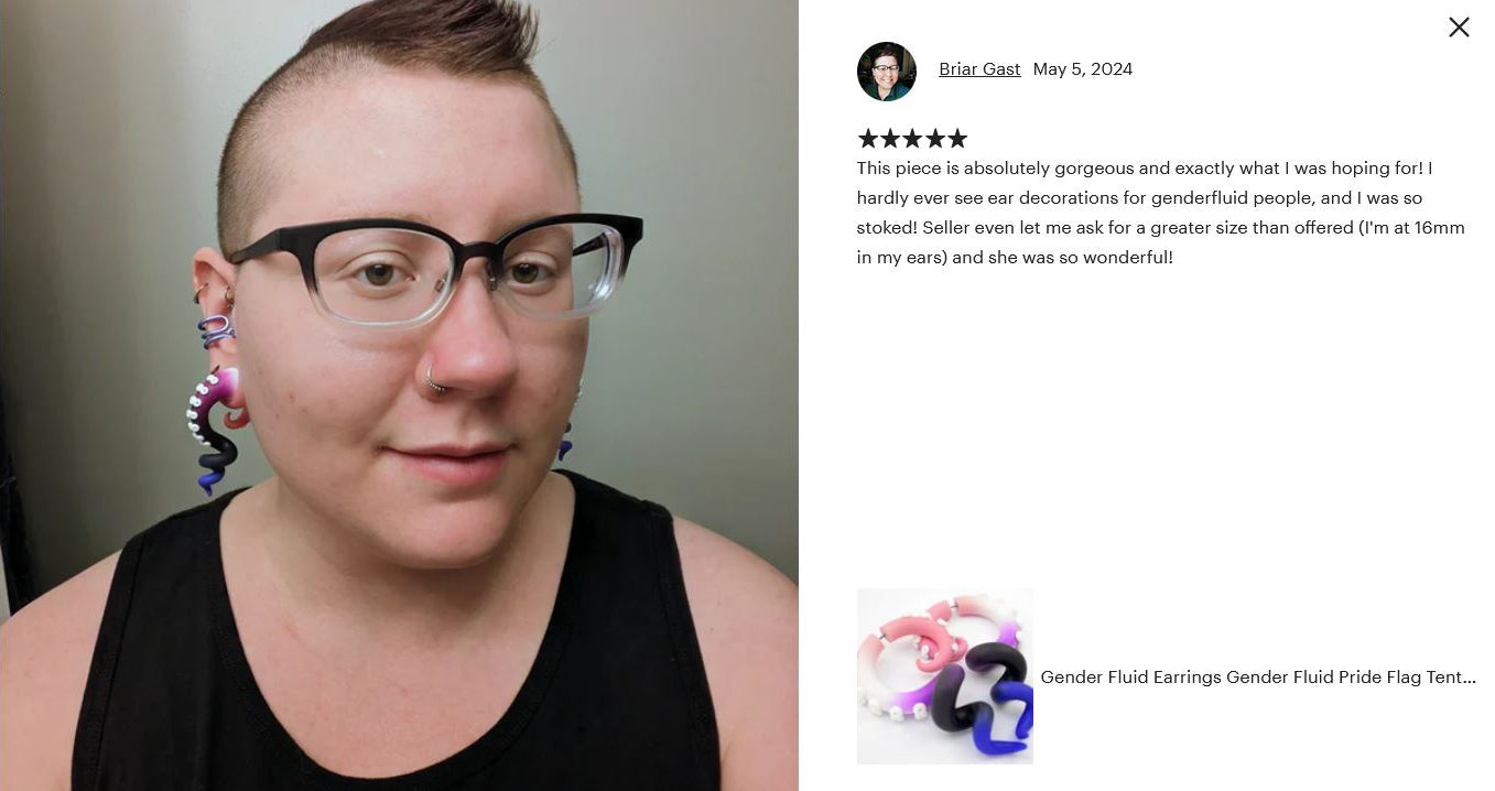 Gender Fluid LGBT Tentacle Earrings Gender Fluid Earrings Jewelry
