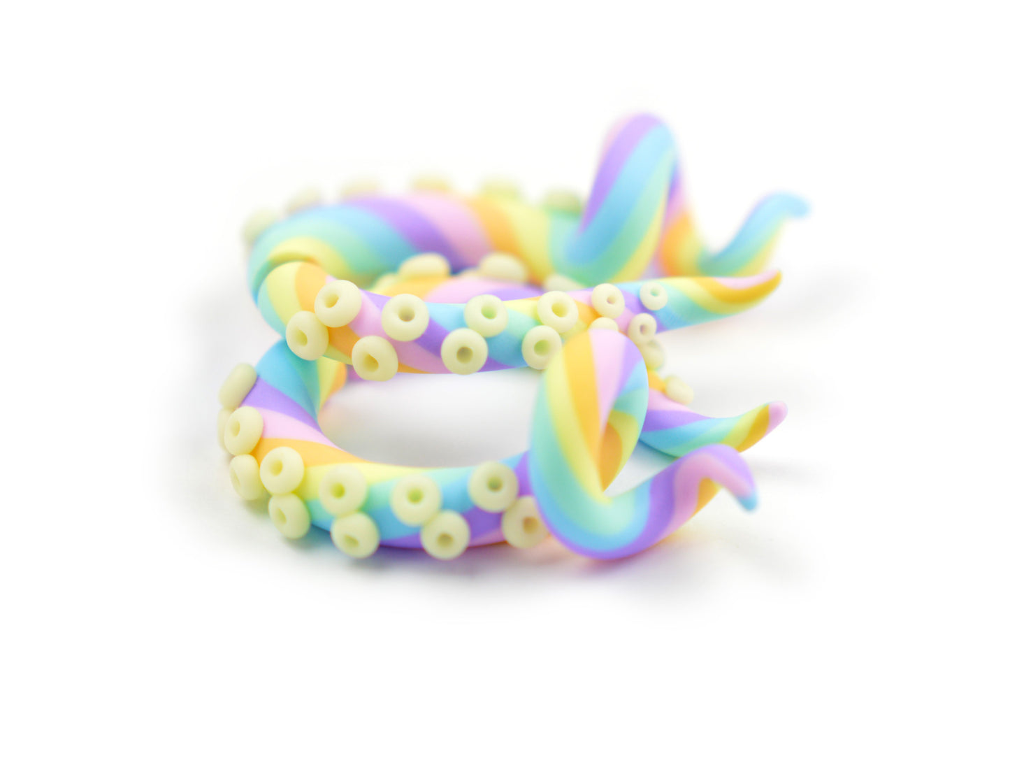 Pastel Goth Rainbow Octopus Tentacle Earrings for Yami Kawaii Outfit