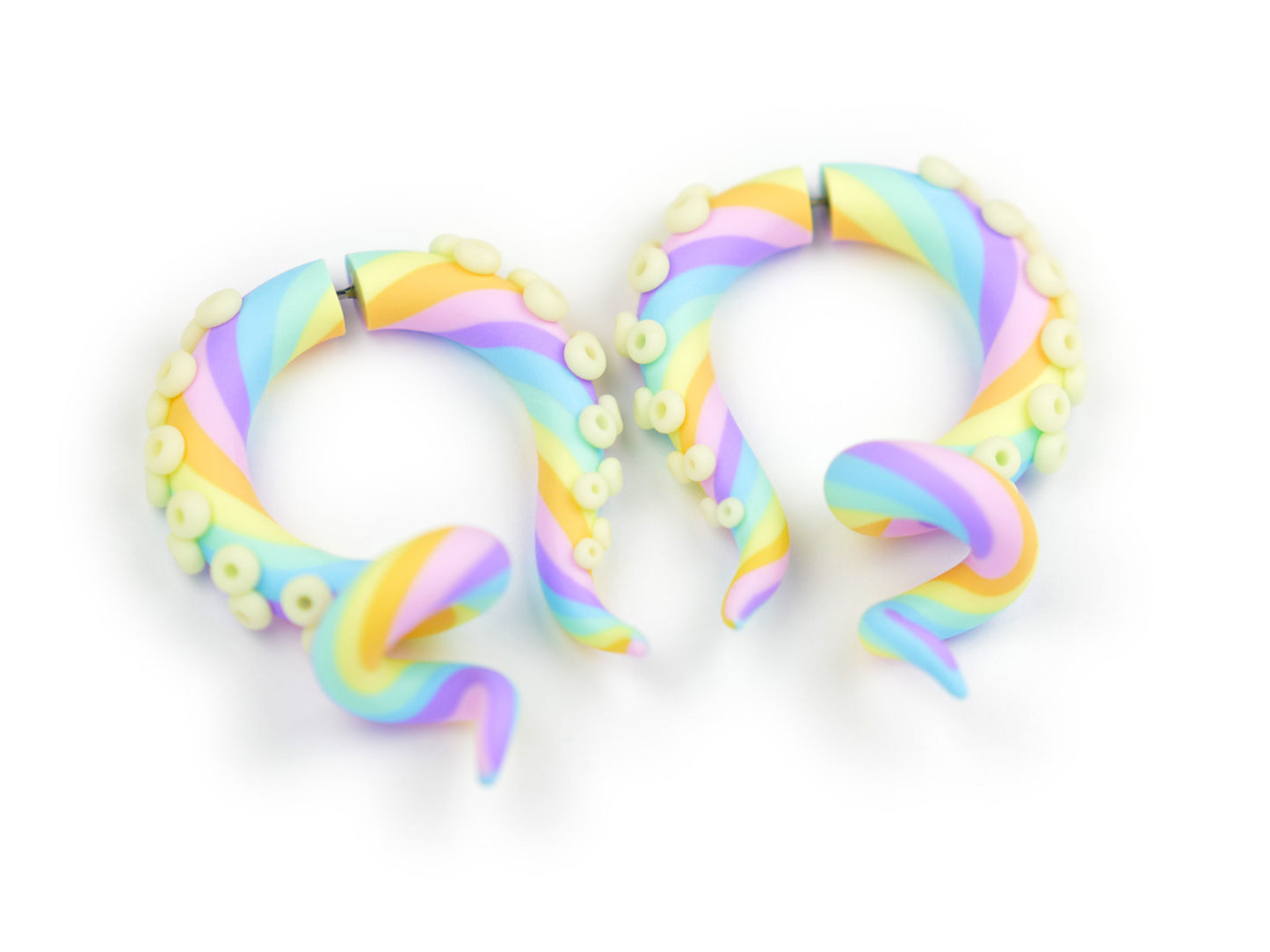 Pastel Goth Rainbow Octopus Tentacle Earrings for Yami Kawaii Outfit