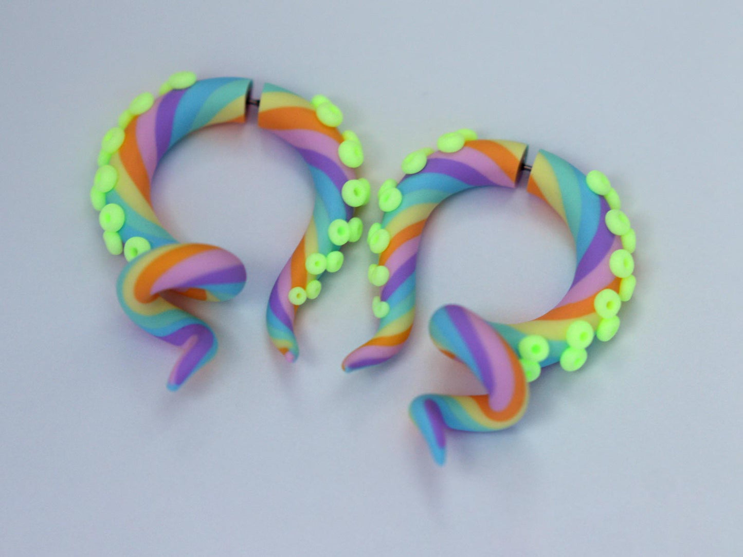 Pastel Goth Rainbow Octopus Tentacle Earrings for Yami Kawaii Outfit