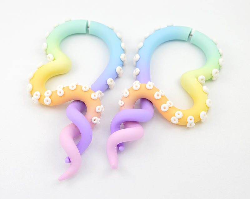 Rainbow Yami Kawaii Pastel Goth Tentacle Earrings Cute Fairy Kei Fashion