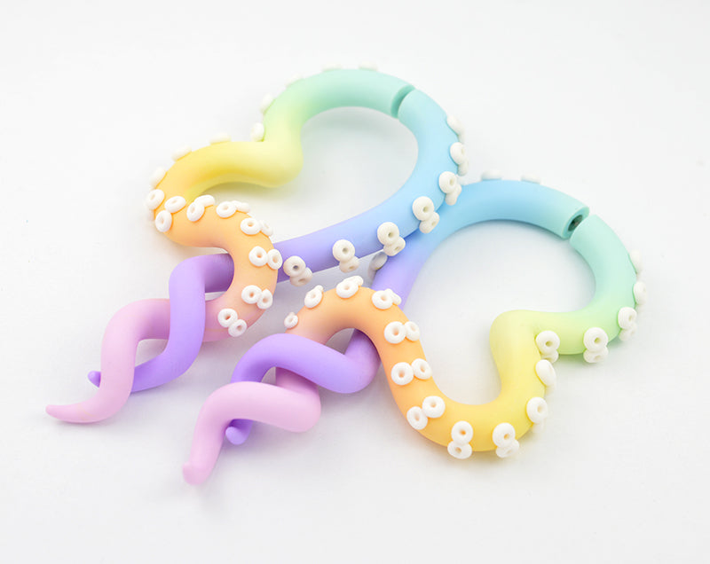 Rainbow Yami Kawaii Pastel Goth Tentacle Earrings Cute Fairy Kei Fashion