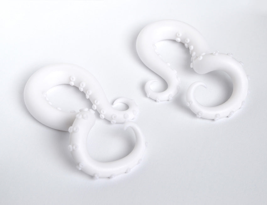 Weiße süße Lolita Mode Oktopus Tentakel Ohrringe Pastell Goth Yami Kawaii