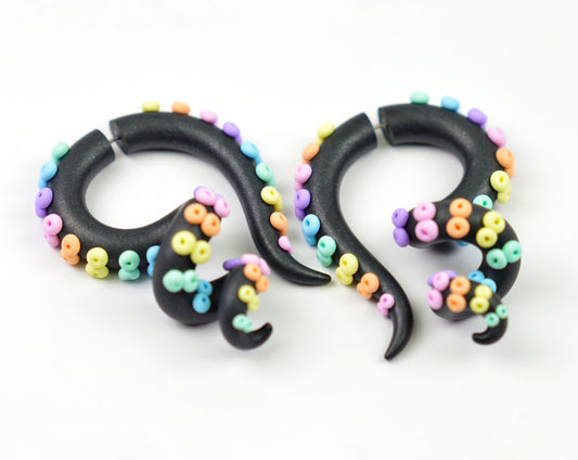 Pastel Goth Rainbow In The Dark Sky Tentacle Earrings Tentacle Gauges
