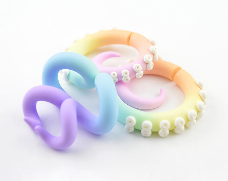 Boucles d'oreilles Pastel Goth Tentacule Boucles d'oreilles Pastel Rainbow Yami Kawaii