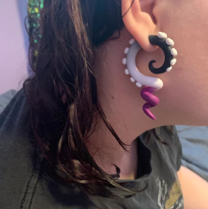 Asexual Earrings Ace Pride LGBT Octopus Tentacle Earrings Gauges