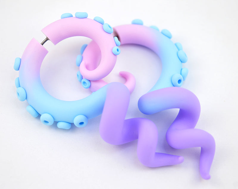 Pastel Goth Octopus Tentacle Earrings Fairy Kei Kpop Yami Kawaii Ear Gauges