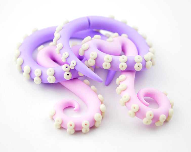 Boucles d'oreilles Pastel Goth Glow In The Dark Jauges de tentacules Yami Kawaii