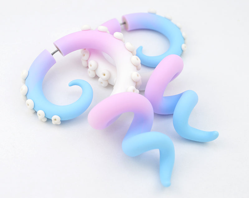 Trans Pride Earrings Pastel Octopus Tentacle Earrings Transgender Flag