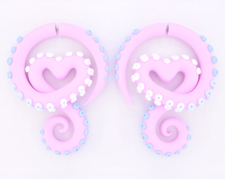 Light Pink Pastel Goth Kawaii Sweet Lolita Fairy Kei Tentacle Earrings