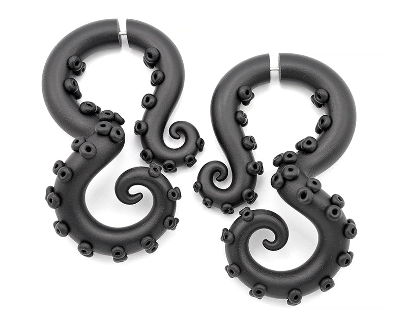 Black Gothic Octopus Tentacle Earrings Cthulhu Alternative Jewelry