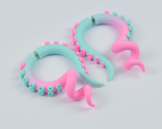 Boucles d'Oreilles Tentacule Goth Pastel Rose Clair Menthe Yami Kawaii Fairy Kei