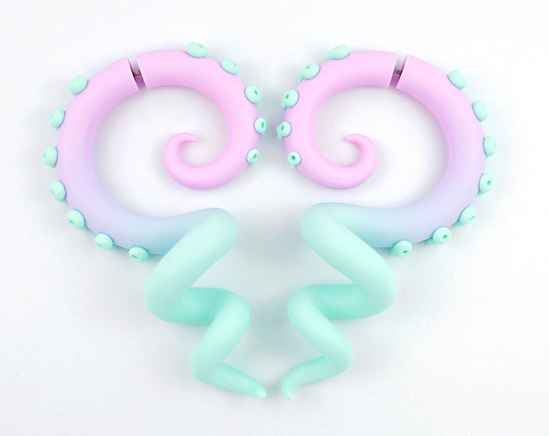 Fairy Kei Earrings Yami Kawaii Tentacle Earrings Ear Gauge Pastel Goth