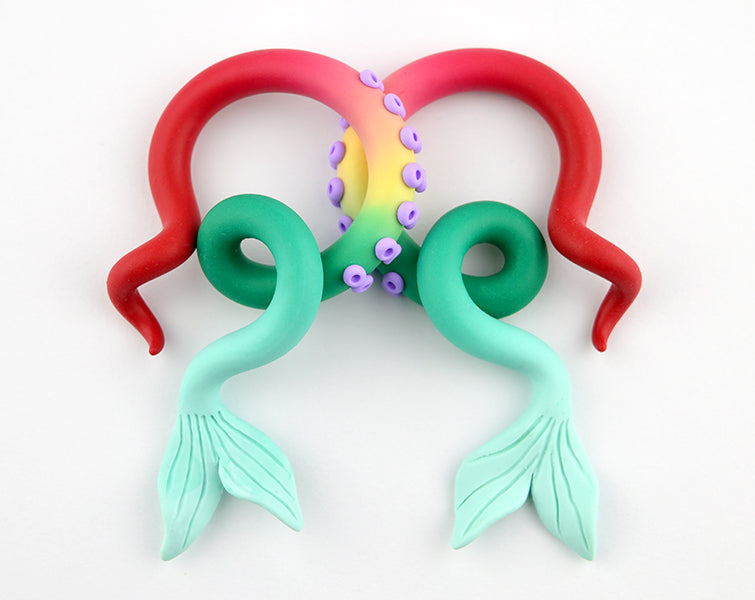 Boucles d'oreilles sirène Ariel Octopus Boucles d'oreilles tentacule Jauges de tentacule Cônes d'oreille