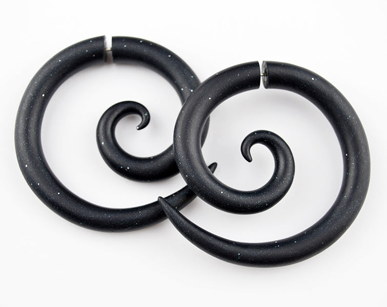 Spiral Earrings and Spiral Gauges Space Galaxy Earrings and Spiral Tapers