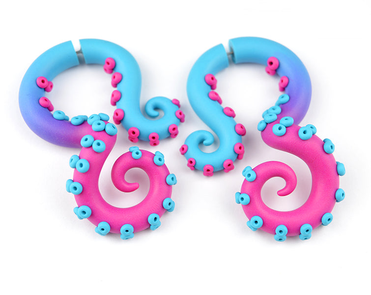 Octopus Tentacle Earrings Gauges Fake Ear Plugs Tapers Tunnels Stretchers