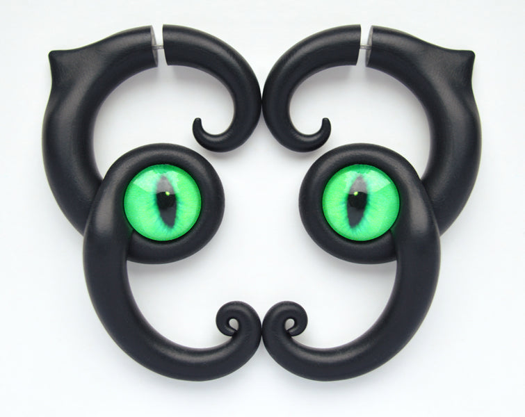 Katzenohrringe, schwarze Katzenaugen-Ohrringe, Katzenschmuck, Kätzchen-Ohrringe