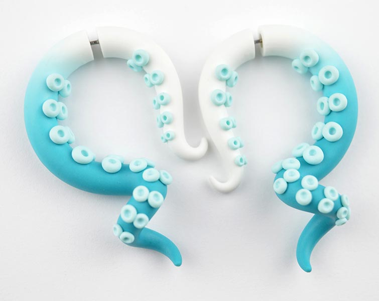 Fake Gauge Earrings and Ear Gauges Plugs Octopus Tentacle Earrings