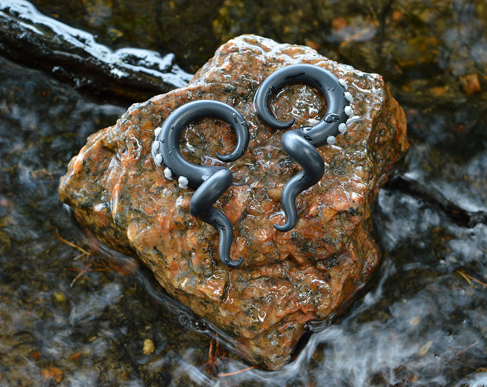 Boucles d'oreilles animaux Octopus Tentacule Jauges Boucles d'oreilles nautiques Fake Plugs