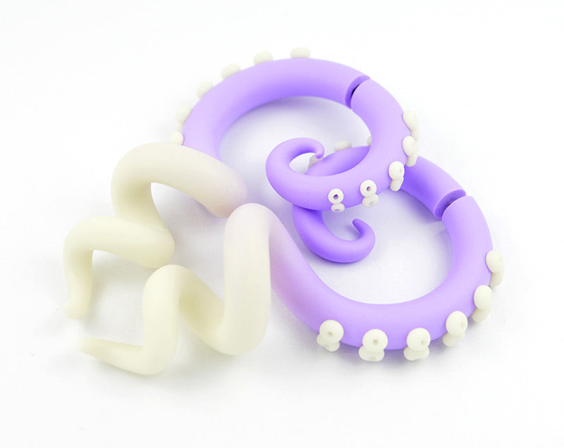 Kawaii Pastel Goth Light Purple Night Glow Ombre Tentacle Earrings