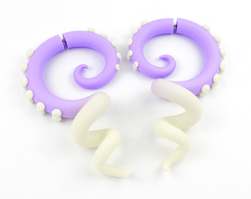 Kawaii Pastel Goth Light Purple Night Glow Ombre Tentacle Earrings