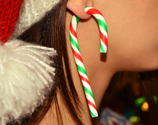 Сhristmas candy cane earrings.