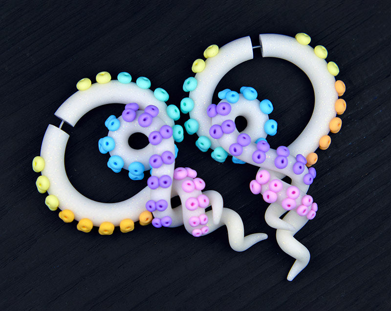 Rainbow Goth Aesthetic Boucles d'oreilles Kawaii Pastel Goth Aesthetic Jauges de tentacules