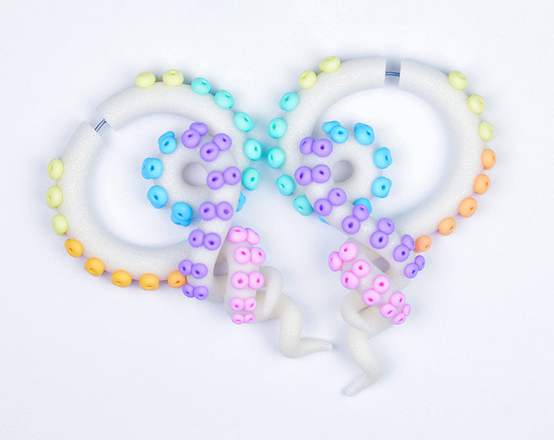 Rainbow Goth Aesthetic Boucles d'oreilles Kawaii Pastel Goth Aesthetic Jauges de tentacules