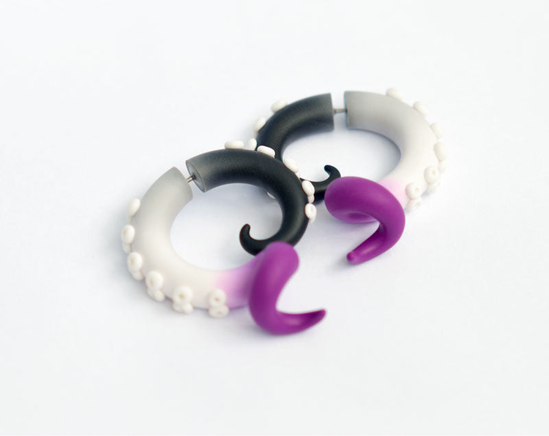 Small Stud Earrings Asexual Earrings Ace Pride Tentacle Earrings Gauges