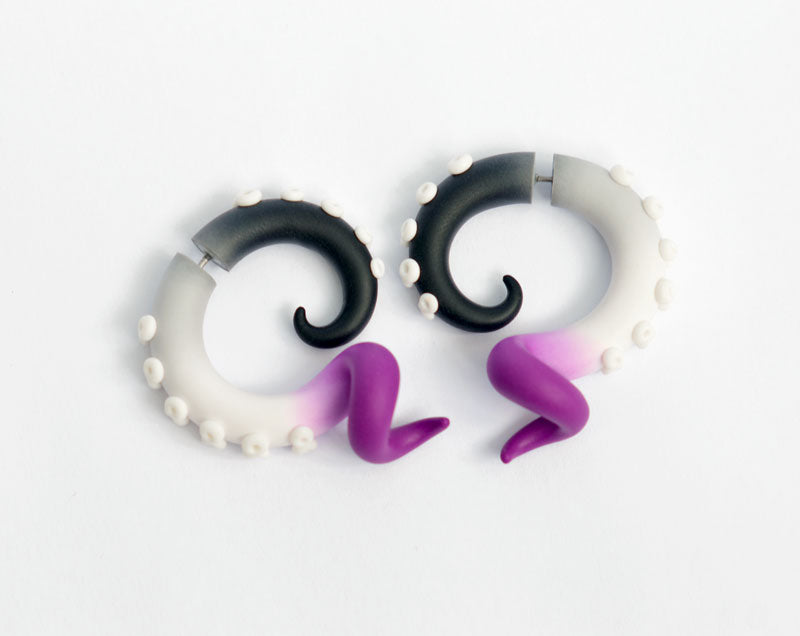 Small Stud Earrings Asexual Earrings Ace Pride Tentacle Earrings Gauges