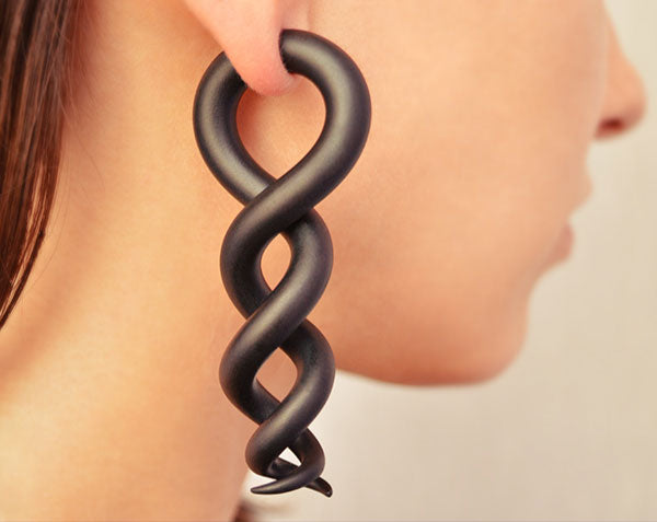 I made these twisted earrings in solid black. These spiral earrings can be in two versions fake gauges and true ear gauges. Colors of fake twisted gauges can be changed to your liking.
